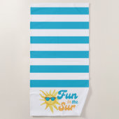 ☀️ Fun in the Sun Tropical Turquoise Stripe ビーチタオル (正面)