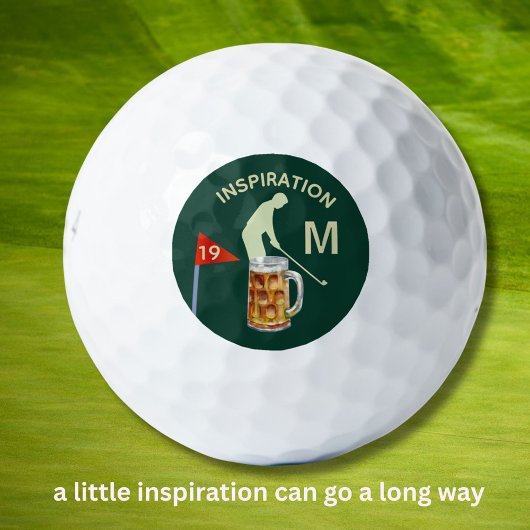 Fun Inspirational 19th Hole Beer Monogram  ゴルフボール