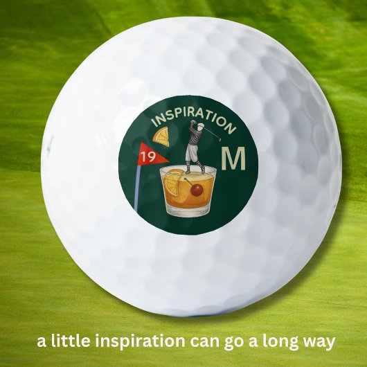 Fun Inspirational 19th Hole Cocktail Monogram  ゴルフボール