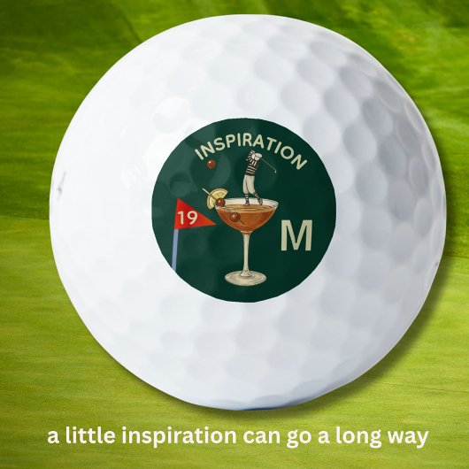 Fun Inspirational 19th Hole Cocktail Monogram  ゴルフボール