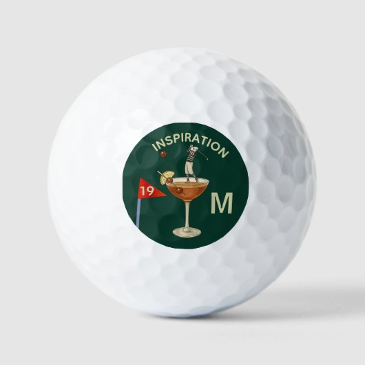 Fun Inspirational 19th Hole Cocktail Monogram  ゴルフボール (正面)