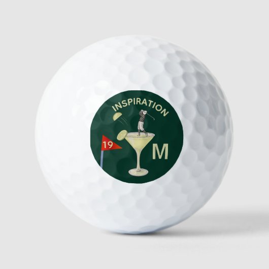 Fun Inspirational 19th Hole Cocktail Monogram  ゴルフボール (正面)