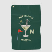 Fun Inspirational 19th Hole Cocktail Monogram Name ゴルフタオル (正面)