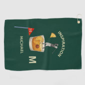 Fun Inspirational 19th Hole Cocktail Monogram Name ゴルフタオル (横)