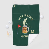 Fun Inspirational 19th Hole Cocktail Monogram Name ゴルフタオル (インサイチュ)