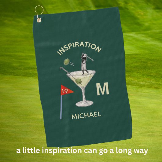 Fun Inspirational 19th Hole Cocktail Monogram Name ゴルフタオル