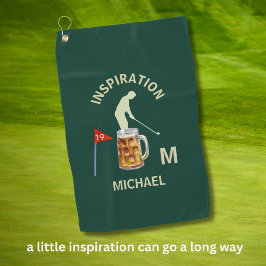 Fun Inspirational 19th Hole Cocktail Monogram Name ゴルフタオル