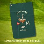 Fun Inspirational 19th Hole Cocktail Monogram Name ゴルフタオル