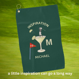 Fun Inspirational 19th Hole Cocktail Monogram Name ゴルフタオル