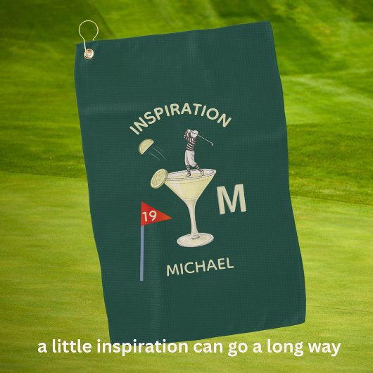 Fun Inspirational 19th Hole Cocktail Monogram Name ゴルフタオル