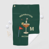 Fun Inspirational 19th Hole Cocktail Monogram Name ゴルフタオル (インサイチュ)