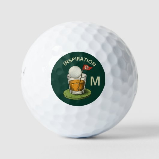 Fun Inspirational 19th Hole Drink Monogram  ゴルフボール (正面)