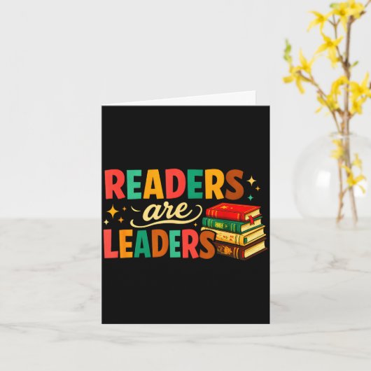 Fun inspiring readers are leaders book lovers カード (黄色い花)