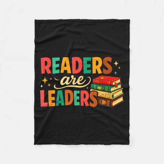 Fun inspiring readers are leaders book lovers フリースブランケット (正面)