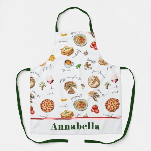 Fun Italian Food Lover Kitchen エプロン (正面)