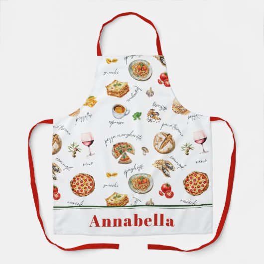 Fun Italian Food Lover Kitchen エプロン (正面)