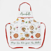 Fun Italian Food Lover Kitchen Script Mangia Bene エプロン (正面)