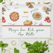 Fun Italian Food Lover Mangia Bene キッチンタオル (折り畳み)
