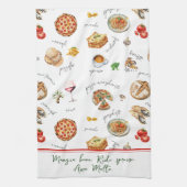 Fun Italian Food Lover Mangia Bene キッチンタオル (縦)