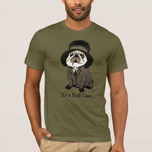 Fun It's a Ruff Case Green Pug Dog Sherlock Holmes Tシャツ (正面)