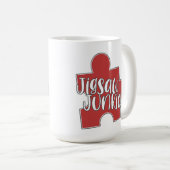 Fun Jigsaw Junkie Puzzle Hobby Logo Design コーヒーマグカップ (正面右)