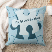 Fun Jigsaw Puzzle "I’m the birthday piece!" Blue クッション (ブランケット)