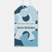 Fun Jigsaw Puzzle in Blue Kids Happy Birthday  ギフトタグ (正面)