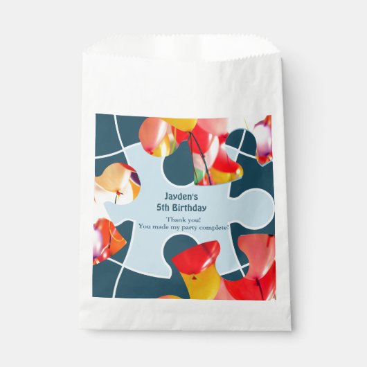 Fun Jigsaw Puzzle Kids Birthday Event Thank You  フェイバーバッグ (正面)