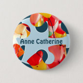 Fun Jigsaw Puzzle Kids Birthday Party Round Name  缶バッジ (正面)