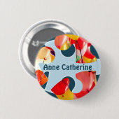 Fun Jigsaw Puzzle Kids Birthday Party Round Name  缶バッジ (正面&裏面)