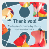 Fun Jigsaw Puzzle Kids Birthday Party Thank You!  スクエアシール (正面)