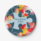 Fun Jigsaw Puzzle Kids Happy Birthday Name ペーパープレート (正面)
