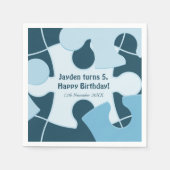 Fun Jigsaw Puzzle Kids Happy Birthday Name Blue スタンダードカクテルナプキン (正面)