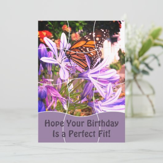 Fun Jigsaw Puzzle "Mock" 12pc Custom Image B'day カード (スタンド正面)