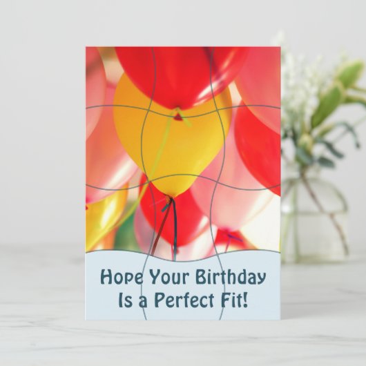 Fun Jigsaw Puzzle "Mock" 12pc Custom Photo B'day カード (スタンド正面)