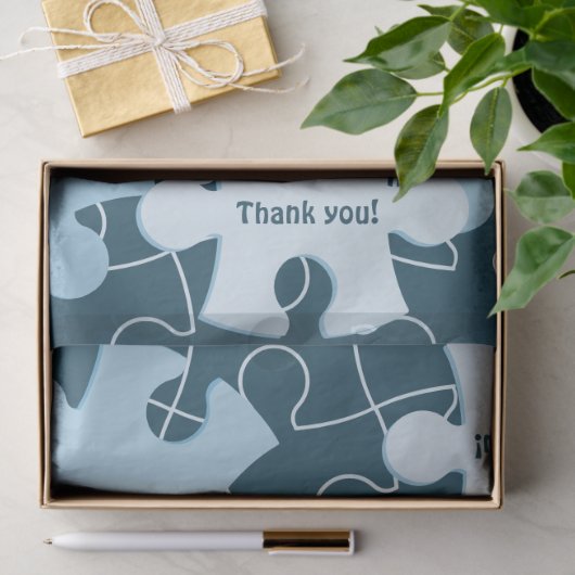 Fun Jigsaw Puzzle Piece in Blue "Thank you!" 薄葉紙 (ギフト)