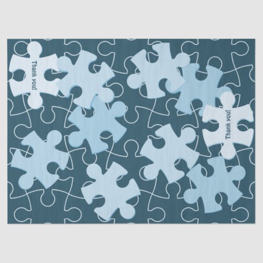 Fun Jigsaw Puzzle Piece in Blue "Thank you!" 薄葉紙 (正面)