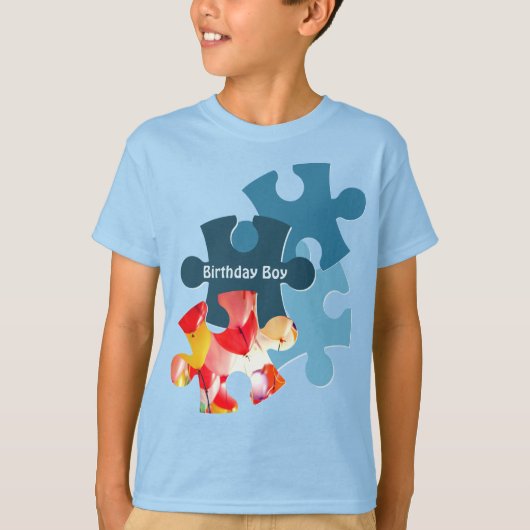 Fun Jigsaw Puzzle Pieces Birthday Boy  Tシャツ (正面)