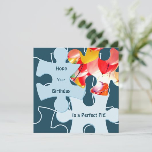 Fun Jigsaw Puzzle Pieces Birthday Greeting カード (スタンド正面)