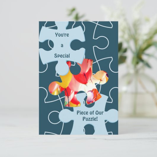 Fun Jigsaw Puzzle Pieces Custom Image サンキューカード (スタンド正面)