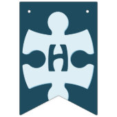 Fun Jigsaw Puzzle Pieces Happy Birthday Blue バンティングフラッグ (第2の旗)