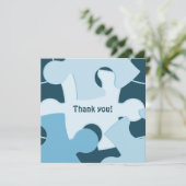Fun Jigsaw Puzzle Pieces in Blue Thank You Card サンキューカード (スタンド正面)