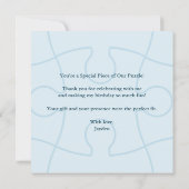 Fun Jigsaw Puzzle Pieces in Blue Thank You Card サンキューカード (裏面)