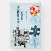 Fun Jigsaw Puzzle Theme Image Text Happy Birthday  横断幕 (縦)