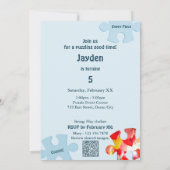 Fun Jigsaw Puzzle Themed Birthday 9pc Custom Photo 招待状 (裏面)