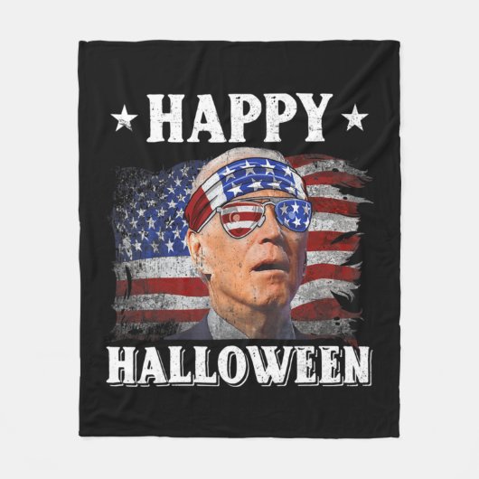 Fun Joe Biden Happy Halloween Confused th of July  フリースブランケット (正面)