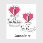 Fun Just Married Quote and Couple Design シール (シート)