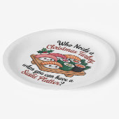 Fun Kawaii Christmas Sushi Platter ペーパープレート (アングル)