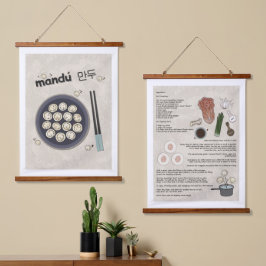 Fun Kimchi Dumpling Recipe Korean Food 吊り下げ型タペストリー