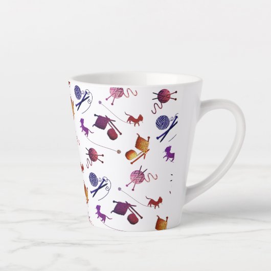 Fun Knitting Pattern Mug For Fiber Artists カフェラテマグ (右)